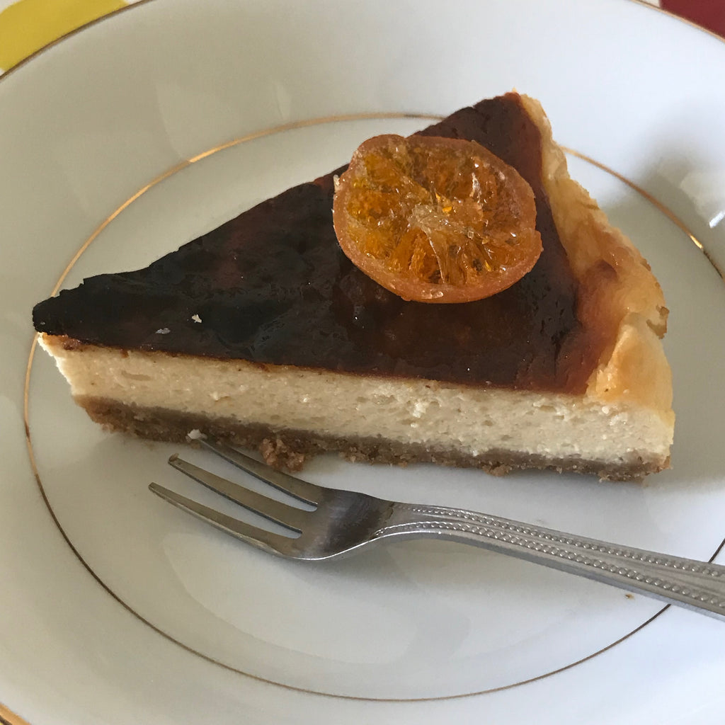Cheesecake au citron Yuzu ou citron de Menton  au marc de saké (sakekasu)